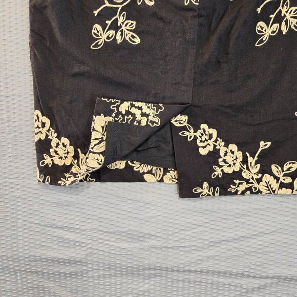 J Crew Black & Ecru Mirabel Pencil Skirt Floral Embroidered Classic Boho Preppy - Picture 4 of 8